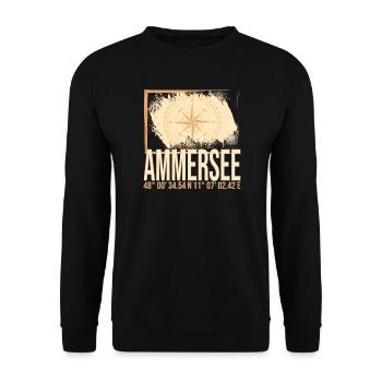 Ammersee Koordinaten - Unisex Pullover - Schwarz - Vorne - Alina (178cm) & Michal (187cm)