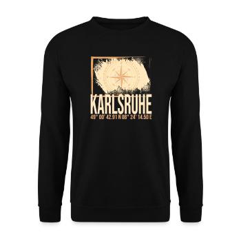 Karlsruhe Koordinaten - Unisex Pullover - Schwarz - Vorne - Alina (178cm) & Michal (187cm)