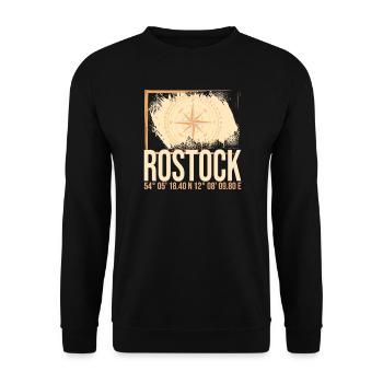 Rostock Koordinaten - Unisex Pullover - Schwarz - Vorne - Alina (178cm) & Michal (187cm)