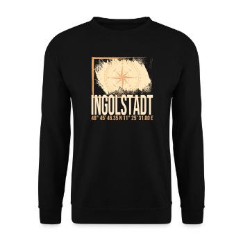 Ingolstadt Koordinaten - Unisex Pullover - Schwarz - Vorne - Alina (178cm) & Michal (187cm)