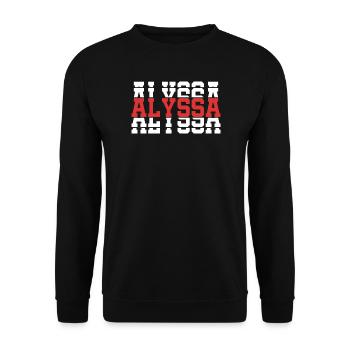 t-shirt Alyssa t-shirt idée cadeau texte empilé - Sweat-shirt Unisexe - noir - Devant - Alina (178cm) & Michal (187cm)