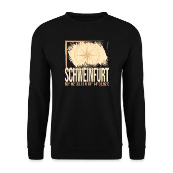 Schweinfurt Koordinaten - Unisex Pullover - Schwarz - Vorne - Alina (178cm) & Michal (187cm)