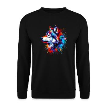 Wolf - Unisex Sweatshirt - black - Front - Alina (178cm) & Michal (187cm)