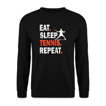 Chemise de tennis Eat Sleep Tennis Repeat Design - Sweat-shirt Unisexe - noir - Devant - Alina (178cm) & Michal (187cm)