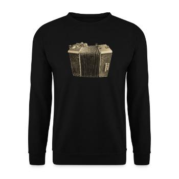 Retro Akkordeon - Sepia - Unisex Pullover - Schwarz - Vorne - Alina (178cm) & Michal (187cm)