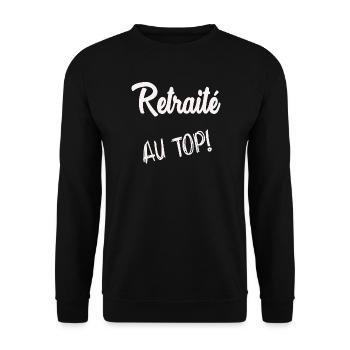 RETIREMENT. HAPPY RETIREMENT. HAPPY RETIREMENT - Unisex Sweatshirt - black - Front - Alina (178cm) & Michal (187cm)