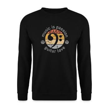 retro Bass Gitarre Bassist Musiker Musik Symbol - Unisex Pullover - Schwarz - Vorne - Alina (178cm) & Michal (187cm)