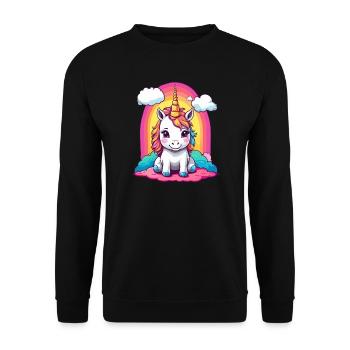 Cute baby unicorn - Unisex Sweatshirt - black - Front - Alina (178cm) & Michal (187cm)