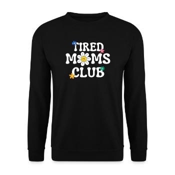 Tired Moms Club With Groovy Text - Unisex Sweatshirt - black - Front - Alina (178cm) & Michal (187cm)