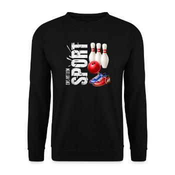 Eins mit dem Sport - Bowling - Unisex Pullover - Schwarz - Vorne - Alina (178cm) & Michal (187cm)