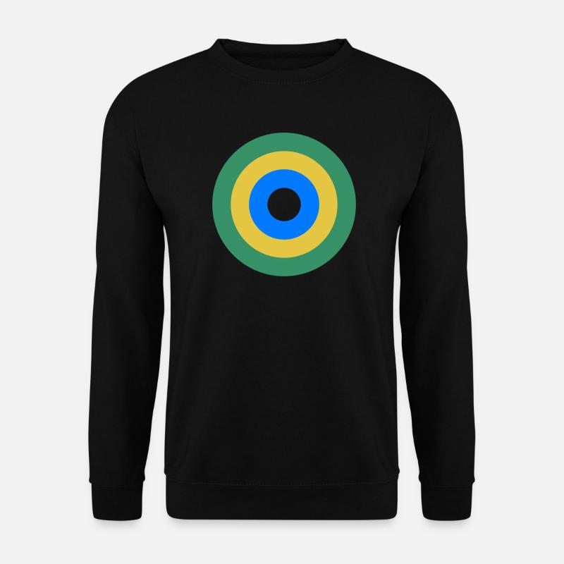 Geometrische Ringe in Grün-Gold-Blau, - Unisex Pullover - Schwarz