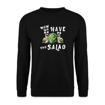 now we have the salad redewendung wortspiel witzig - Unisex Pullover - Schwarz - Vorne - Alina (178cm) & Michal (187cm)