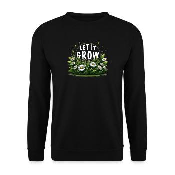 Let It Grow Meadow Daisy Spring Saying - Unisex Sweatshirt - black - Front - Alina (178cm) & Michal (187cm)