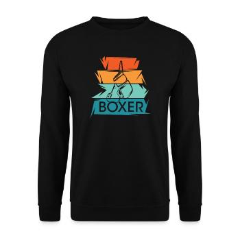 retro Boxhandschuhe Boxer vintage Gym Kampfsport - Unisex Pullover - Schwarz - Vorne - Alina (178cm) & Michal (187cm)