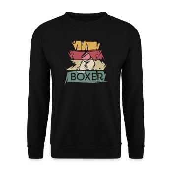 retro Boxhandschuhe Boxer vintage Boxen Symbol - Unisex Pullover - Schwarz - Vorne - Alina (178cm) & Michal (187cm)