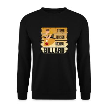 Stoßen - Fluchen - Nochmal - Billard - Unisex Pullover - Schwarz - Vorne - Alina (178cm) & Michal (187cm)