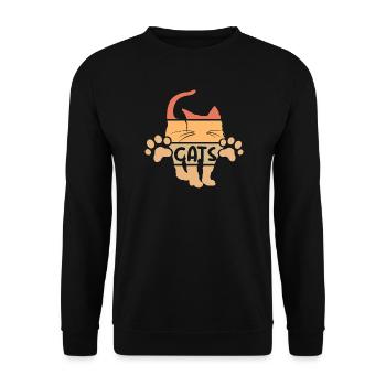 retro cat graphic cats vintage icon paws - Unisex Sweatshirt - black - Front - Alina (178cm) & Michal (187cm)