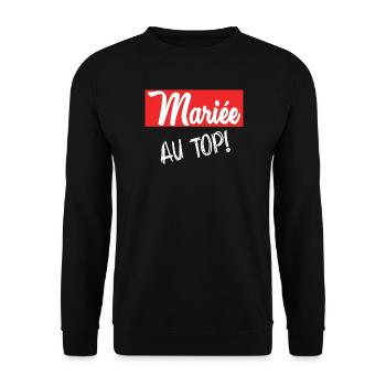 JUST MARRIED. EVJF. SAINT VALENTIN. COUPLE - Sweat-shirt Unisexe - noir - Devant - Alina (178cm) & Michal (187cm)