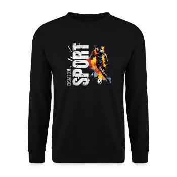 Eins mit dem Sport - Fußball - Unisex Pullover - Schwarz - Vorne - Alina (178cm) & Michal (187cm)