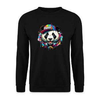 Panda DJ Deejay with headphones listens to music - Unisex Sweatshirt - black - Front - Alina (178cm) & Michal (187cm)