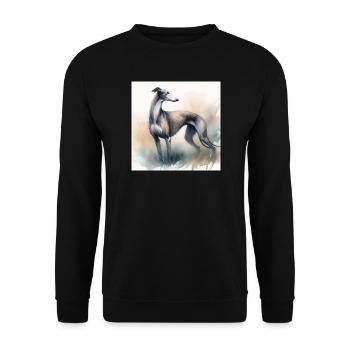 Aquarell Greyhound - Unisex Pullover - Schwarz - Vorne - Alina (178cm) & Michal (187cm)