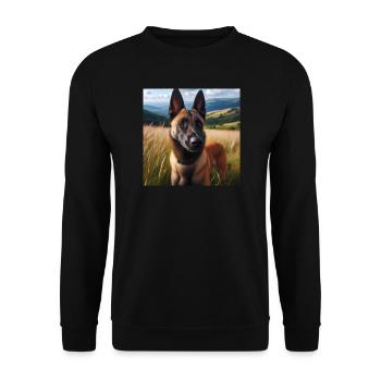 Belgischer Malinois - Unisex Pullover - Schwarz - Vorne - Alina (178cm) & Michal (187cm)