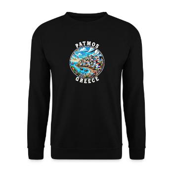 Patmos Griechenland Urlaub Ägäisches Meer Bucht - Unisex Pullover - Schwarz - Vorne - Alina (178cm) & Michal (187cm)