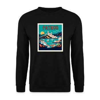 Patmos Griechenland Urlaub Ferien Reisen - Unisex Pullover - Schwarz - Vorne - Alina (178cm) & Michal (187cm)