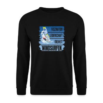 Faszination - Leidenschaft - Freiheit - Windsurfen - Unisex Pullover - Schwarz - Vorne - Alina (178cm) & Michal (187cm)