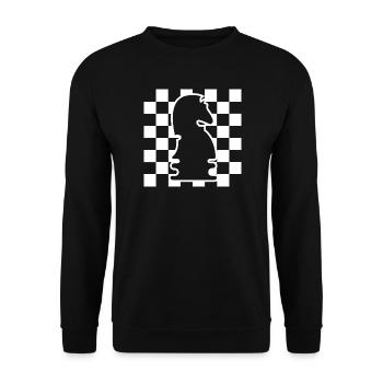 Chess Horse Checkerboard Pattern Symbol Graphic Logo - Unisex Sweatshirt - black - Front - Alina (178cm) & Michal (187cm)