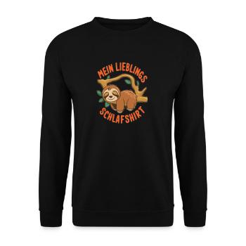 Mein Lieblings Schlafshirt | Faultier T-Shirt - Unisex Pullover - Schwarz - Vorne - Alina (178cm) & Michal (187cm)