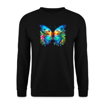 Schmetterling - Unisex Pullover - Schwarz - Vorne - Alina (178cm) & Michal (187cm)