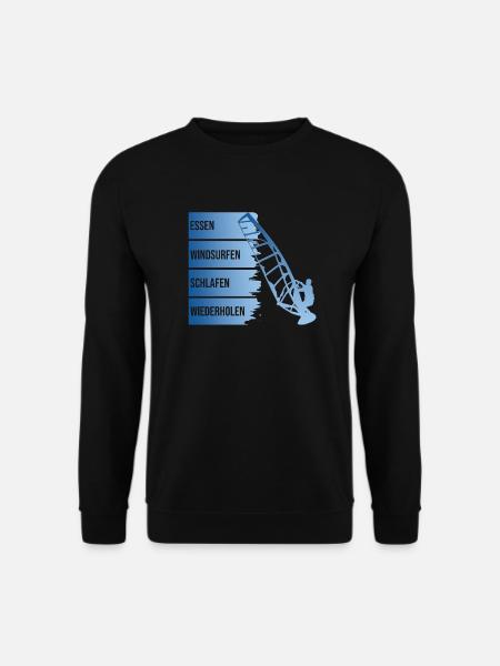Essen - Windsurfen - Schlafen - Wiederholen - Unisex Pullover - Schwarz