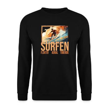 Floater - Aerial - Tuberide - Surfen - Unisex Pullover - Schwarz - Vorne - Alina (178cm) & Michal (187cm)