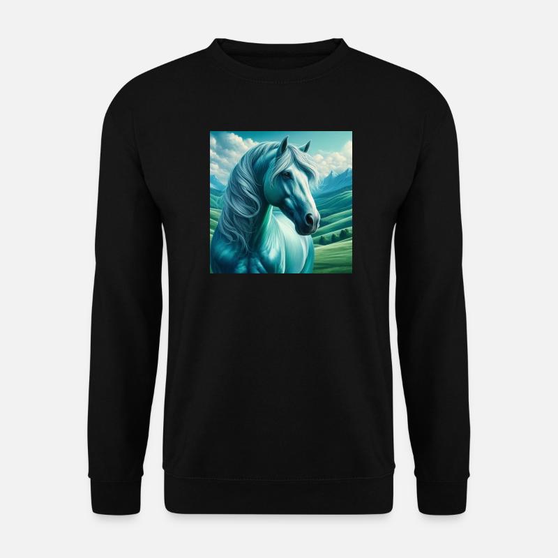 Blaues Pferd - Unisex Pullover - Schwarz