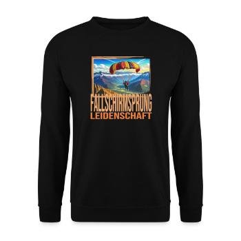 Fallschirmsprung Leidenschaft - Unisex Pullover - Schwarz - Vorne - Alina (178cm) & Michal (187cm)