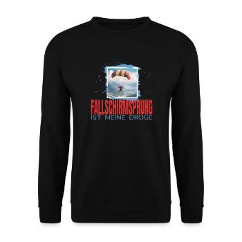 Fallschirmsprung ist meine Droge - Unisex Pullover - Schwarz - Vorne - Alina (178cm) & Michal (187cm)