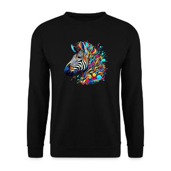 Zebra - Unisex Pullover - Schwarz - Vorne - Alina (178cm) & Michal (187cm)