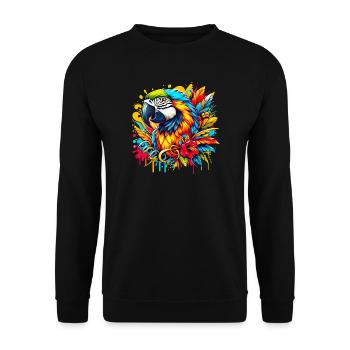 Papagei - Unisex Pullover - Schwarz - Vorne - Alina (178cm) & Michal (187cm)