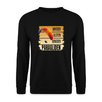 Abheben - Glaiten - Genießen - Paragliden - Unisex Pullover - Schwarz - Vorne - Alina (178cm) & Michal (187cm)