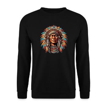 Amérindien Peau rouge d’Amérique - Sweat-shirt Unisexe - noir - Devant - Alina (178cm) & Michal (187cm)