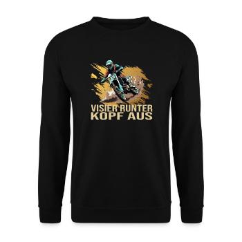 Visier runter Kopf aus - Motocross - Unisex Pullover - Schwarz - Vorne - Alina (178cm) & Michal (187cm)