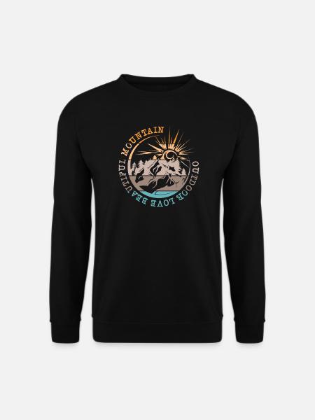 retro Natur Berge Landschaft vintage wandern Logo - Unisex Pullover - Schwarz