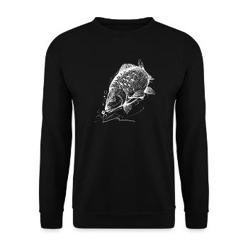 Poisson de vie ! - Tshirt de pêche carpe en blanc - Sweat-shirt Unisexe - noir - Devant - Alina (178cm) & Michal (187cm)