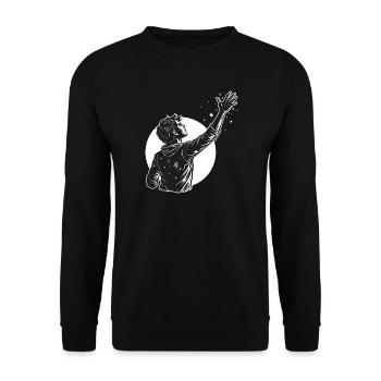 Cosmic Reach in Schwarz-Weiß - Unisex Pullover - Schwarz - Vorne - Alina (178cm) & Michal (187cm)