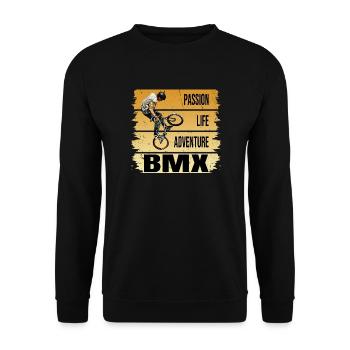 Passion - Life - Adventure - BMX - Unisex Pullover - Schwarz - Vorne - Alina (178cm) & Michal (187cm)