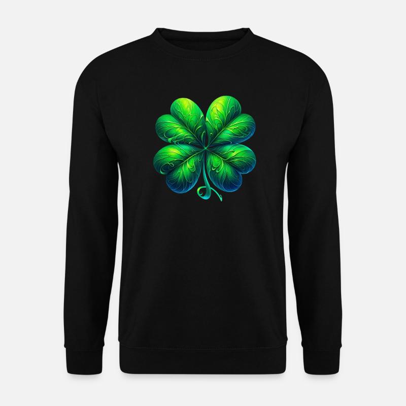 Vierblättriges Kleeblatt - Unisex Pullover - Schwarz
