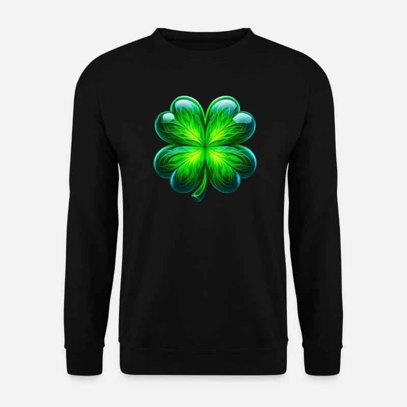Vierblättriges Kleeblatt - Unisex Pullover - Schwarz