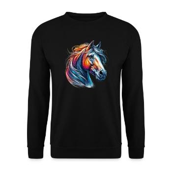 Cheval - Sweat-shirt Unisexe - noir - Devant - Alina (178cm) & Michal (187cm)