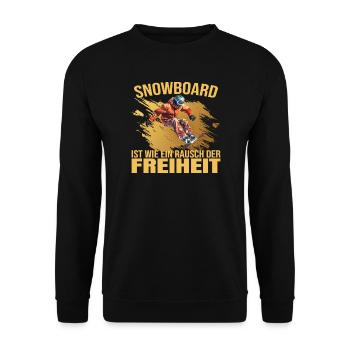 Snowboard ist wie ein Rausch der Freiheit - Unisex Pullover - Schwarz - Vorne - Alina (178cm) & Michal (187cm)